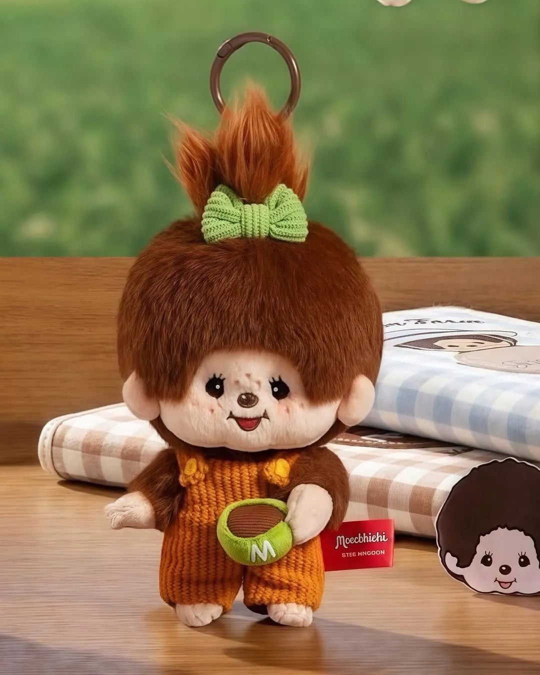 Monchhichi x Miniso - Mon Mon Farm Coffee Mini Plush Charm (Single Ponytail Girl)