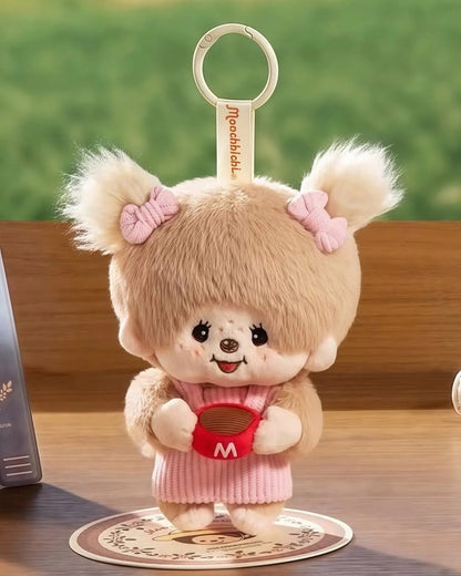 Monchhichi x Miniso - Mon Mon Farm Coffee Mini Plush Charm (Blonde Twin Ponytail Girl)