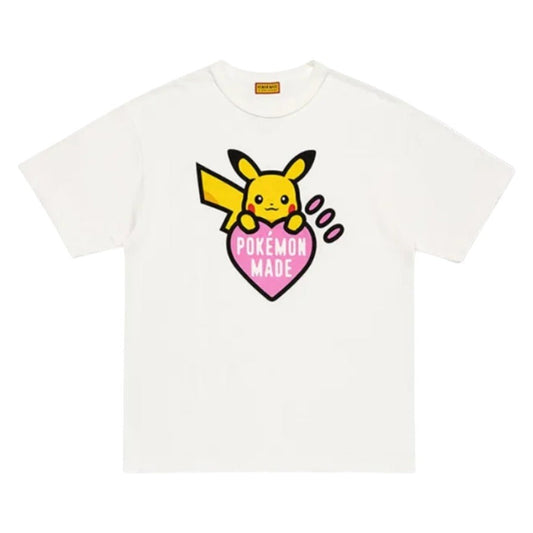 Human Made x Pokemon Graphic Pikachu Harajuku T-shirt White Pink