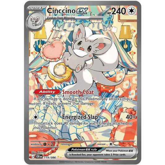 POKEMON Cinccino ex 119/086 from ME04 Chaos Rising Pokémon Trading Card
