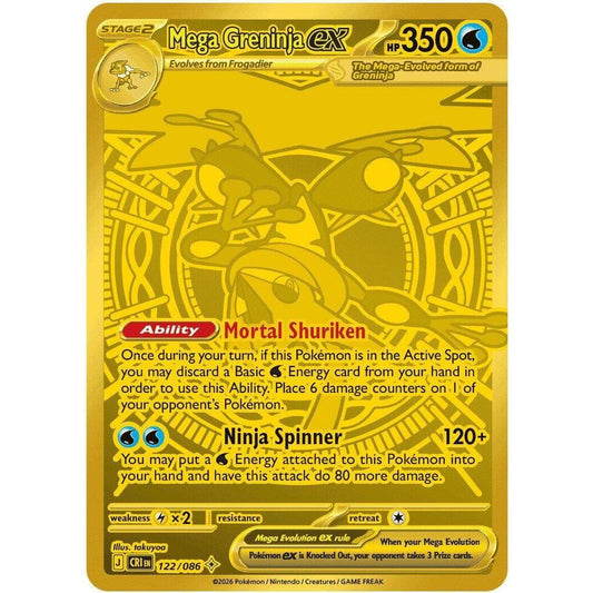 POKEMON Mega Greninja ex 122/086 from ME04 Chaos Rising CRI Pokémon Trading Card