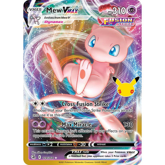 POKEMON Mew VMAX 114/264 from ME: 30th Celebration Classic Collection 30C Pokémon Trading Card