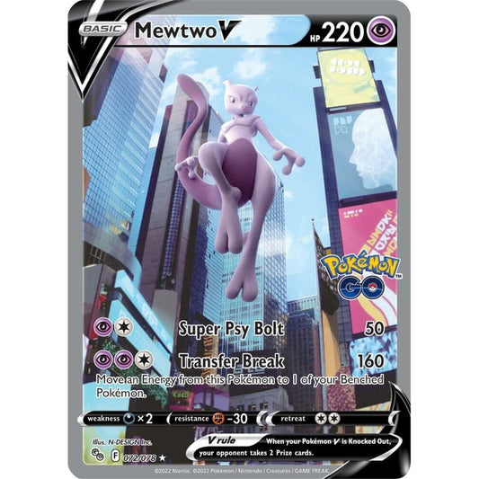 POKEMON Mewtwo V Alternate Full Art 072/078 from Pokémon GO PGO Pokémon Trading Card