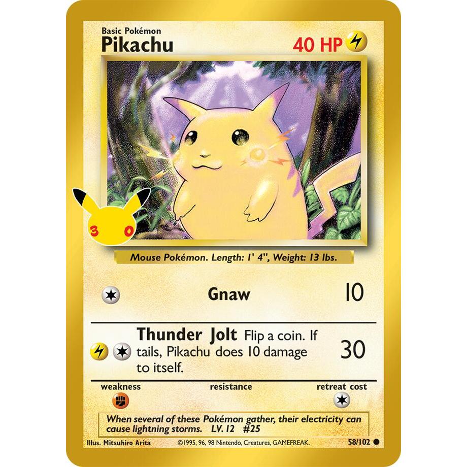 POKEMON Pikachu 058/102 from ME: 30th Celebration Classic Collection 30C Pokémon Trading Card