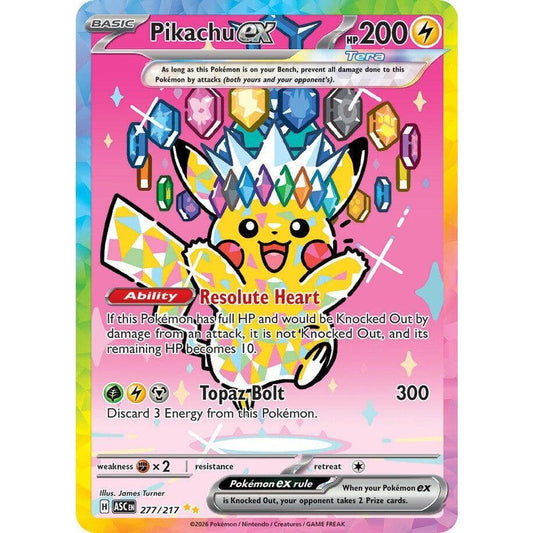 POKEMON Pikachu ex 277/217 from ME Ascended Heroes Pokémon Trading Card